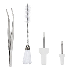 Platinum Sewing Machine Tool Set, Iron Screwdriver, with Nylon Brush Cleaning Tool, Iron Tweezers, Platinum, 81x26x22mm, 2pcs/set, 1set