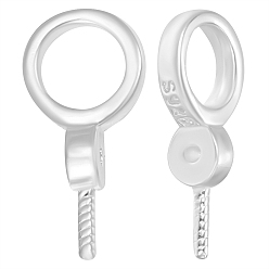 Платинированный 10 шт. 925 серебряные шурупы с ушком, кольцо, для полуполых бусин , Реальная платина, 12x6x3 мм, отверстие : 4 мм, штифты : 0.7 мм, 10 шт / комплект