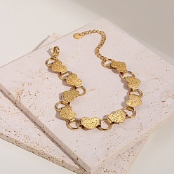 Сердце 304 из нержавеющей стали ссылку цепи браслеты, реальный 18 k позолоченный, сердце, 7.09 дюйм (18 см)