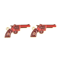 Красный Подвески из сплава и эмали в стиле ковбоев на западе, оружейные прелести, золотые, красные, 31.5~32x16x2 мм, отверстие : 1.8 мм