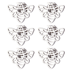 Stainless Steel Color 6Pcs Bees 304 Stainless Steel Lapel Pin Backs for Backpack Clothes, Stainless Steel Color, 20x27mm