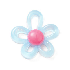 Светло-голубой Кабошоны из полупрозрачной смолы, полые цветок, светло-голубой, 28.5x28x6.8 мм