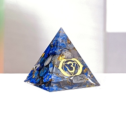 Ляпис-Лазурь Чакра ювелирные изделия йога, оргонитовая пирамида, фигурки из смолы, с натуральными чипсами из лазурита внутри статуй для украшения домашнего офиса, 30 мм