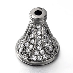 Черный Цвет Металла Латунные микро проложить кубического циркония шарик шишки, металлический черный , 10x10 мм, Отверстие : 1 мм & 4 мм