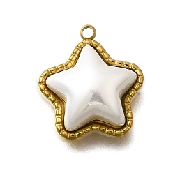 Звезда Подвески из пластика, имитирующие ракушки, золотистый тон 304 подвески из нержавеющей стали, ионное покрытие (ip), звезда, 17.5x15.5x7.5 мм, отверстие : 1.5 мм