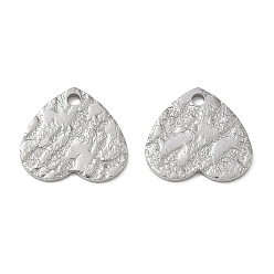 Stainless Steel Color 304 Stainless Steel Chain Extender Drop, Textured Heart, Stainless Steel Color, 12x13x1mm, Hole: 1.5mm