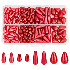 Красный 186шт 4 стили бусины из АБС-пластика, окрашенные, слеза, красные, 10~18x6~10 мм, отверстие : 1~1.4 мм