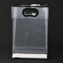 Black Rectangle Transparent Plastic Bags, with Handles, for Shopping, Crafts, Gifts, Black, 35x24cm, 10pcs/bag
