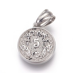 Antique Silver 304 Stainless Steel Pendants, Flat Round with Human, Antique Silver, 17.5x15x3mm, Hole: 5x6mm