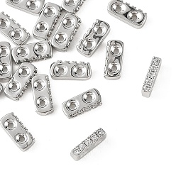 Platine Maillons multi-rangs en laiton Shegrace micro-pavé de zircone cubique transparente, rectangle, sans cadmium et sans plomb et sans nickel, platine, 9x2x4mm, Trou: 1mm