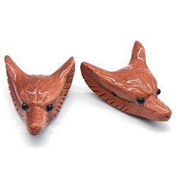 Камень с Пылевым Золотом Резные фигурки головы волка из синтетического золотого камня, для домашнего офиса настольный орнамент фэн-шуй, 40x30 мм