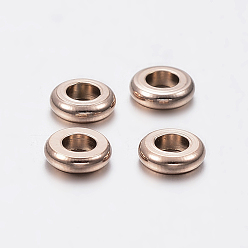 Rose Gold Ion Plating(IP) 304 Stainless Steel Spacer Beads, Donut, Rose Gold, 4x1mm, Hole: 2mm