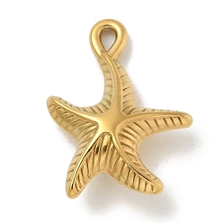 Настоящее золото 18K Ионное покрытие (ip) 304 подвески из нержавеющей стали, очарование морской звезды, реальный 18 k позолоченный, 25.5x18x7 мм, отверстие : 1.6 мм