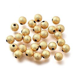 Настоящее золото 18K Латунные бусины, долговечный, матовым круглым, без никеля , реальный 18 k позолоченный, 5x4.5 мм, отверстие : 1.4 мм