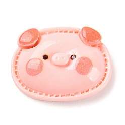 Свинья Кабошоны из непрозрачной смолы на тему животных, изготовление ювелирных изделий, свинья, 18.5x24.5x6.5 мм