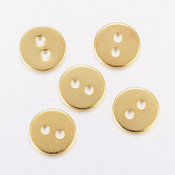 Golden 201 Stainless Steel Buttons, 2-Hole, Flat Round, Golden, 12x1mm, Hole: 2mm