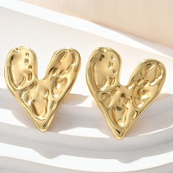 Настоящее золото 18K 304 из нержавеющей стали серьги, ионное покрытие (ip), сердце, реальный 18 k позолоченный, 24.5x22 мм