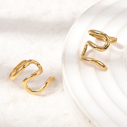 Настоящее золото 18K 304 серьги-манжеты из нержавеющей стали, ионное покрытие (ip), S-образный, реальный 18 k позолоченный, 12.5x11x11 мм