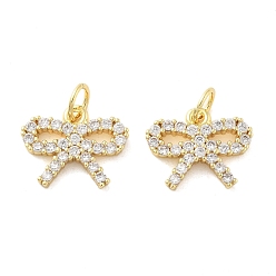 Настоящее золото 18K Латунные микро проложить кубического циркония прелести, бантом, без свинца и без кадмия, долговечный, стойки покрытие, с целью перехода в кольце, реальный 18 k позолоченный, 11x13.5x2 мм, отверстие : 3 мм