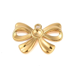 Настоящее золото 18K Ионное покрытие (ip) 304 подвески из нержавеющей стали, очарование бантом, реальный 18 k позолоченный, 20x28x3 мм, отверстие : 2 мм
