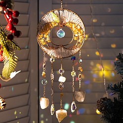 Желтый Агат Подвески-ловцы солнца из железа, латуни и хрустального стекла, с помощью устройства для создания радуги из драгоценных камней, украшение сада и дома своими руками, яблочные прелести, золотые, 400x130 мм