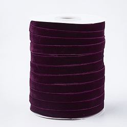 Rouge Violet Moyen Ruban de velours simple face, support violet rouge, 3/8 pouce (9.5~10 mm), environ 50 yards / rouleau (45.72 m / rouleau)