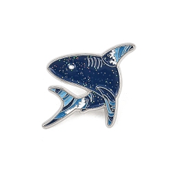 Shark Эмалевые значки на морскую тематику, булавки для лацканов из сплава для одежды рюкзака, платина, берлинская лазурь, акула, 21x29 мм