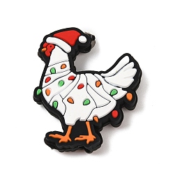 Цыпленок Силиконовые бусины, фокусные бусы, Новогодняя тема, красочный, цыпленок, 30x25x8 мм, отверстие : 3 мм