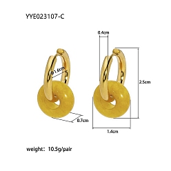 Коричневый Французские винтажные серьги-кольца из натурального розового камня, элегантные 304 украшения из нержавеющей стали, золотые, коричневые, 29x3.9 мм