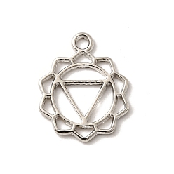 Платина Подвески из сплава чакры, манипура чары, без свинца, без кадмии и без никеля, стойки покрытие, платина, 18x14.5x1 мм, отверстие : 1.6 мм