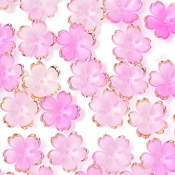 Камелия 50 шт. акриловые колпачки для бусин, 5-лепестков цветка, с золотым краем, камелия, 17.5x18x5 мм, отверстие : 1.2 мм