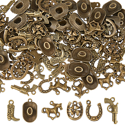 Античная Бронза 120 шт 6 стили подвески из сплава в тибетском стиле, античная бронза, 16~22.5x11~15x1.5~6 мм, отверстие : 1~2.5 мм, 20 шт / стиль