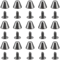 Черный Цвет Металла 30шт. конусные заклепки из сплава, с винтами, для кошелька сумка обувь панк-рок кожаный ремесленный ремень для одежды, металлический черный , 5x10.5x8 мм