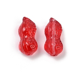 Красный Прозрачные стеклянные бусины, арахис, спекающийся лак, красные, 23x11.5x11 мм, отверстие : 1.5 мм