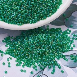 (DB0858) Matte Transparent Green AB MIYUKI Delica Beads, Cylinder, Japanese Seed Beads, 11/0, (DB0858) Matte Transparent Green AB, 1.3x1.6mm, Hole: 0.8mm, about 100000pcs/500g
