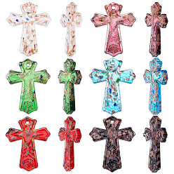 (52) Непрозрачная лаванда 6 шт. 6 цвета золотой песок подвески ручной работы в технике лэмпворк, крестик, разноцветные, 60x48 мм, 1 шт / цвет