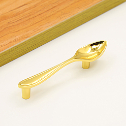Золотой Дверные ручки шкафа из цинкового сплава, кухонный ящик тянет ручки шкафа, форма ложки, золотые, 112x23x21 мм