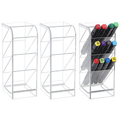 Clear Transparent Acrylic Pen Holder, Rectangle, Clear, 74x91x200mm