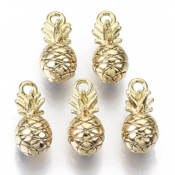 Echt 18 k vergoldet Messing Charme, Nickel frei, Ananas, echt 18 k vergoldet, 13x6x6 mm, Bohrung: 1.6 mm