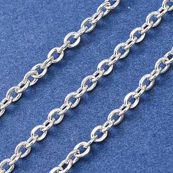 Silver 304 Stainless Steel Cable Chains, Soldered, with Spool, Silver, 3x2.5x0.5mm