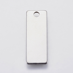 Нержавеющая Сталь Цвет Устойчивые к потускнению 201 подвески из нержавеющей стали, прямоугольные, штамповка пустой метки, цвет нержавеющей стали, 25x9x1 мм, отверстие : 2.5 мм