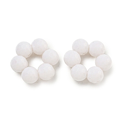 White Opaque Acrylic Bead Frame, Faceted, Flower, White, 23x23.5x8mm, Hole: 2.5mm, Inner Diameter: 7mm, about 273pcs/500g