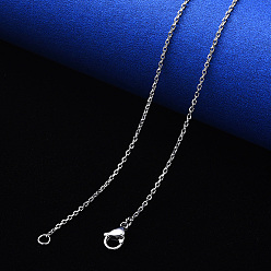 Нержавеющая Сталь Цвет Не тускнеет 304 ожерелье из нержавеющей стали с цепочкой, с застежкой омар коготь, цвет нержавеющей стали, 19.68 дюйм (50 см), ссылка: 3x2x0.6 mm