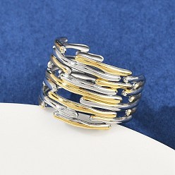 Золотой & Цвет Нержавеющей Стали 304 из нержавеющей стали манжеты кольца, ионное покрытие (ip), золотые и нержавеющая сталь цвет, 15 мм