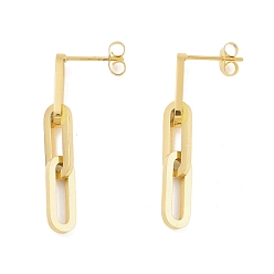 Золотой Ионное покрытие (IP) 304 овальные серьги-гвоздики из нержавеющей стали для женщин, с 316 штифтов из нержавеющей стали, золотые, 38x5.5 мм