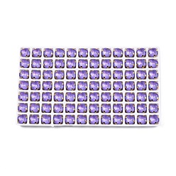 Танзания Aurora(jm) пришиваем горный хрусталь, граненый стеклянный горный хрусталь, многожильных ссылки, с латунной оправой золотистого цвета, закругленный квадрат, танзанитом, 8.8x8.8x5.5 мм, отверстие : 1 мм