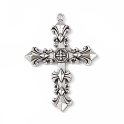 Античное Серебро Подвески из сплава , без кадмия и без свинца, крест очарование, античное серебро, 56.5x40.5x4 мм, отверстие : 2 мм