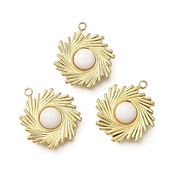 Белый Нефрит Подвески в стиле бохо из натурального белого нефрита, 304 подвески-вихри из нержавеющей стали, золотые, 19.5x17x4.5 мм, отверстие : 1.6 мм