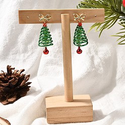 Зеленый Серьги-гвоздики с подвесками из алюминиевого стекла, с фурнитурой для сережек-гвоздиков в виде банта из сплава, харизматичное дерево, зелёные, 44x16 мм