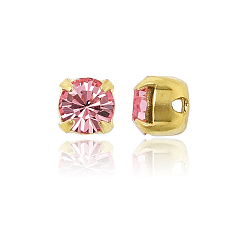 70020 Light Rose Preciosa® maxima crystal в пришивной чашке, чешский хрусталь, с настройками латуни, 719 35 021 шатон (круглый), золотые, 70020 светло-розовый, ss 16 (3.8~4 мм)